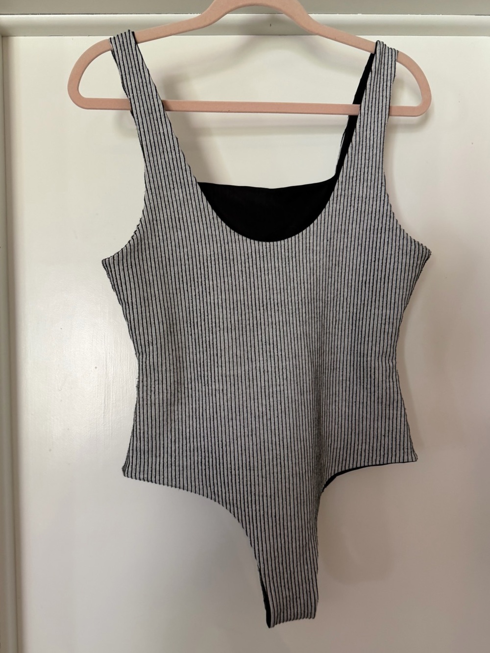 Striped Square Neck Ribbed Bodysuit - Picture 2 of 3
